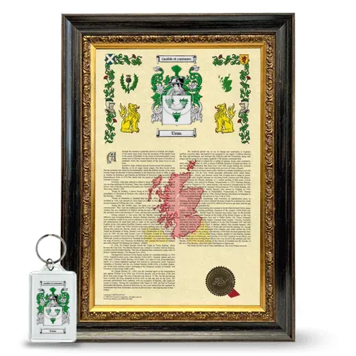 Uron Framed Armorial History and Keychain - Heirloom