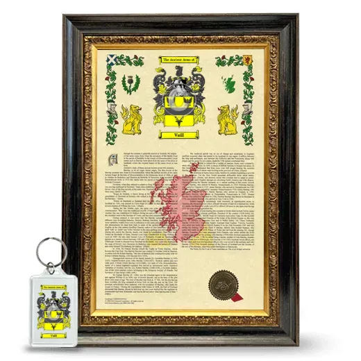 Vaill Framed Armorial History and Keychain - Heirloom