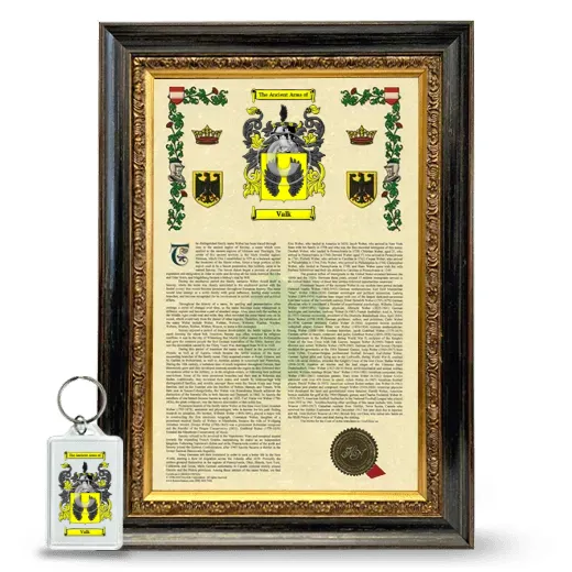 Valk Framed Armorial History and Keychain - Heirloom
