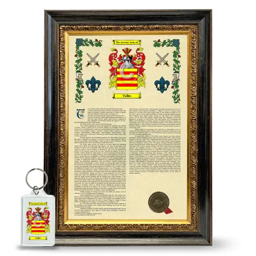 Valles Framed Armorial History and Keychain - Heirloom