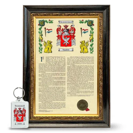 Vancleve Framed Armorial History and Keychain - Heirloom