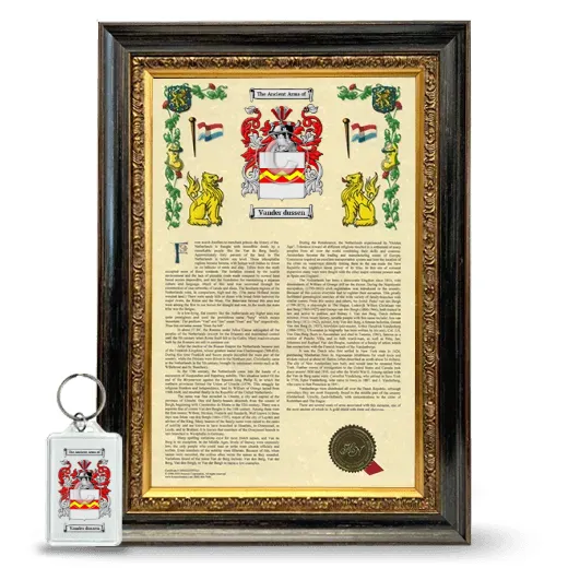 Vander dussen Framed Armorial History and Keychain - Heirloom