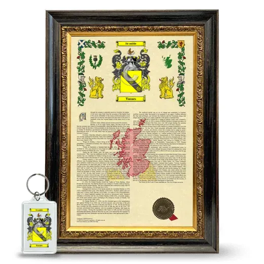 Varnes Framed Armorial History and Keychain - Heirloom