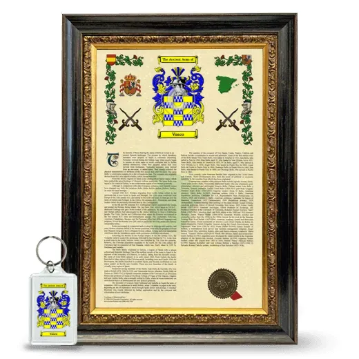 Vasco Framed Armorial History and Keychain - Heirloom