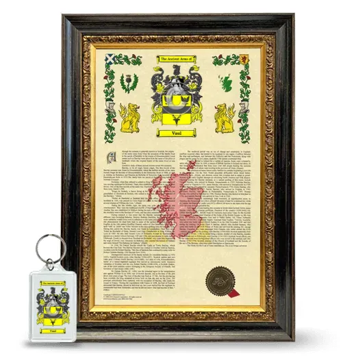 Vaul Framed Armorial History and Keychain - Heirloom