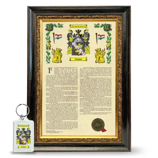 Venema Framed Armorial History and Keychain - Heirloom