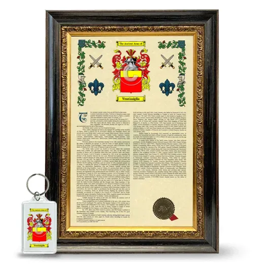 Ventimiglia Framed Armorial History and Keychain - Heirloom