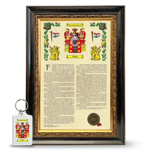 Victor Framed Armorial History and Keychain - Heirloom