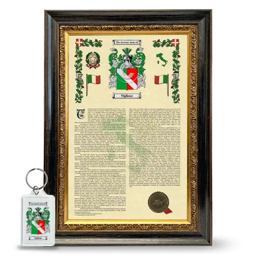 Viglione Framed Armorial History and Keychain - Heirloom