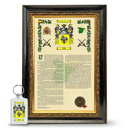Villa Framed Armorial History and Keychain - Heirloom