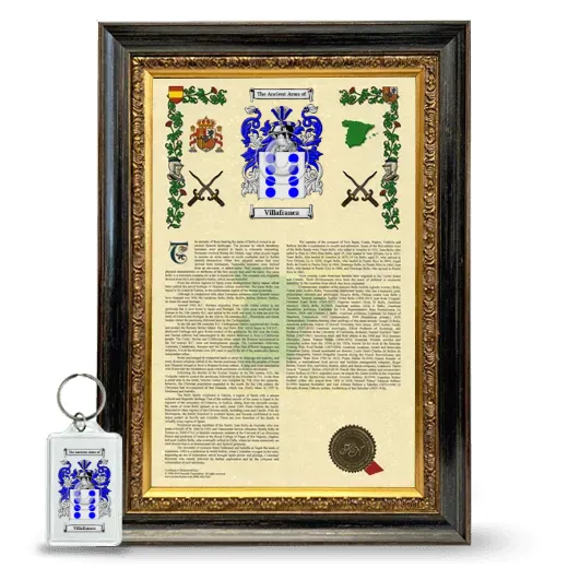 Villafranca Framed Armorial History and Keychain - Heirloom