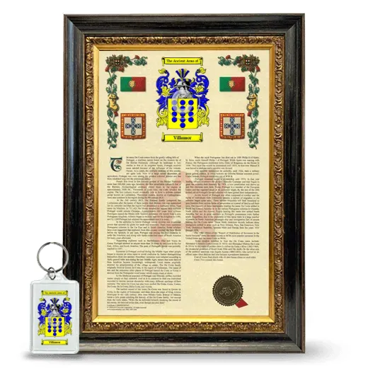 Villamor Framed Armorial History and Keychain - Heirloom