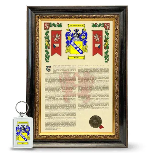Vitek Framed Armorial History and Keychain - Heirloom