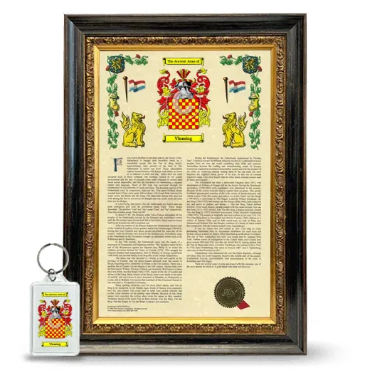 Vlaming Framed Armorial History and Keychain - Heirloom