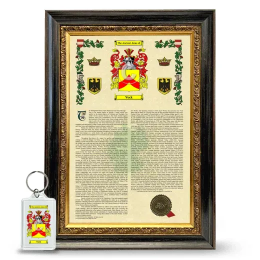 Vock Framed Armorial History and Keychain - Heirloom