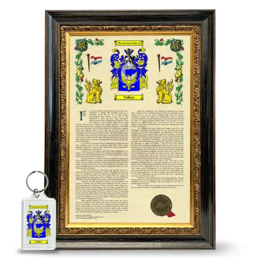 Volkers Framed Armorial History and Keychain - Heirloom