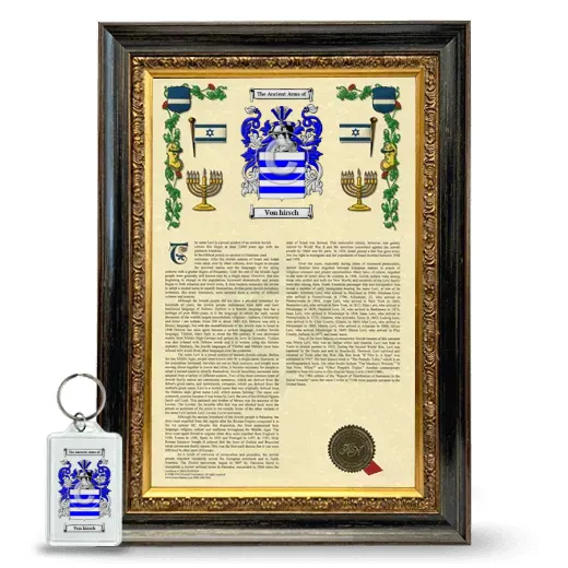 Von hirsch Framed Armorial History and Keychain - Heirloom