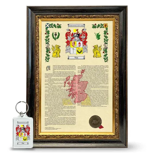 Von Framed Armorial History and Keychain - Heirloom