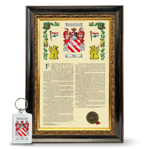 Voss Framed Armorial History and Keychain - Heirloom