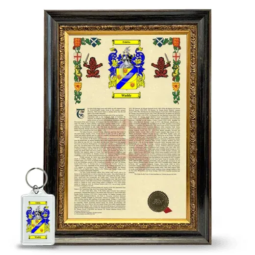 Waddy Framed Armorial History and Keychain - Heirloom