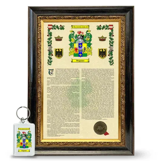 Wagoner Framed Armorial History and Keychain - Heirloom