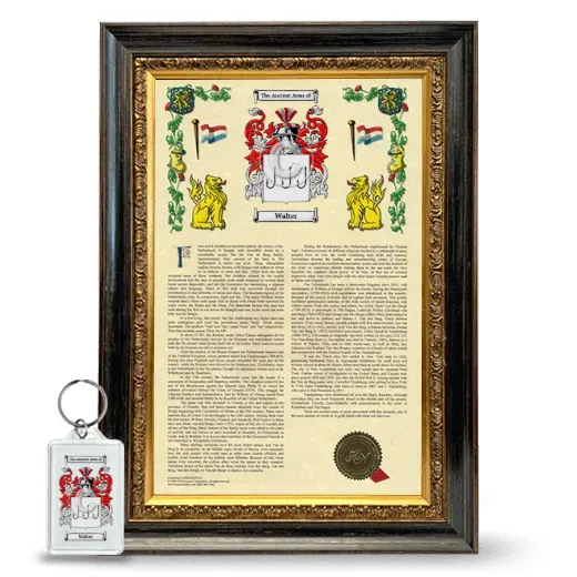 Walter Framed Armorial History and Keychain - Heirloom