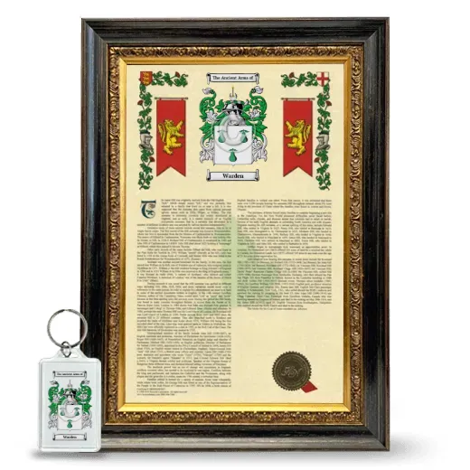 Warden Framed Armorial History and Keychain - Heirloom