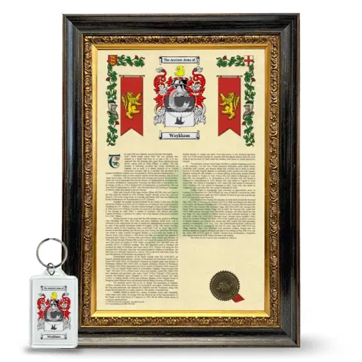 Waykham Framed Armorial History and Keychain - Heirloom