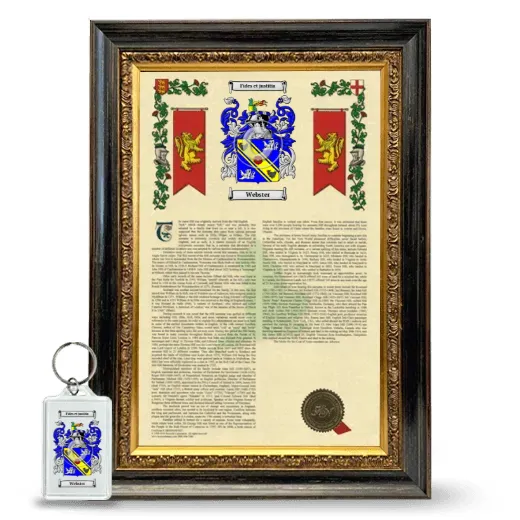 Webster Framed Armorial History and Keychain - Heirloom