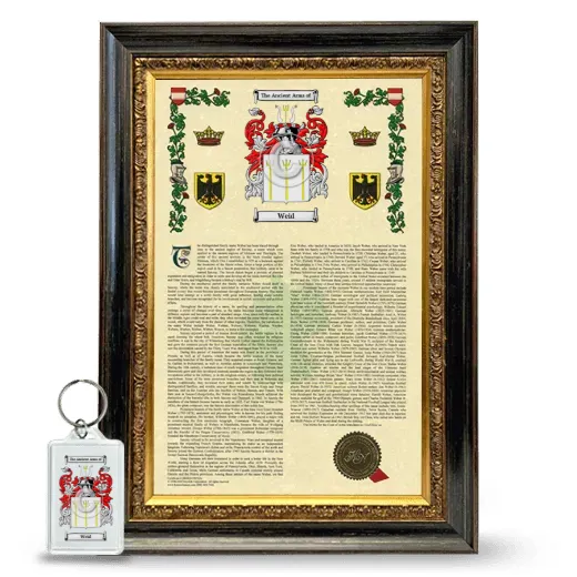 Weid Framed Armorial History and Keychain - Heirloom