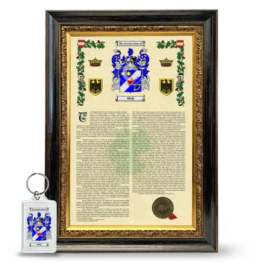 Weil Framed Armorial History and Keychain - Heirloom