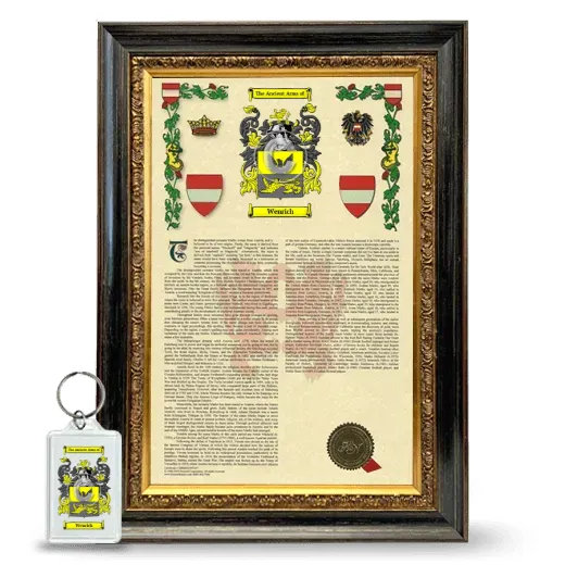 Wenrich Framed Armorial History and Keychain - Heirloom