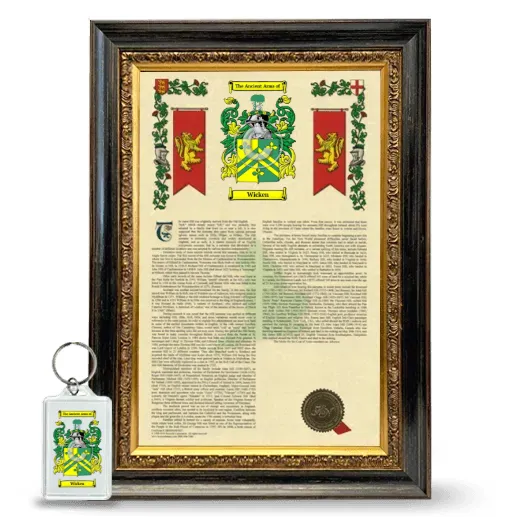 Wicken Framed Armorial History and Keychain - Heirloom