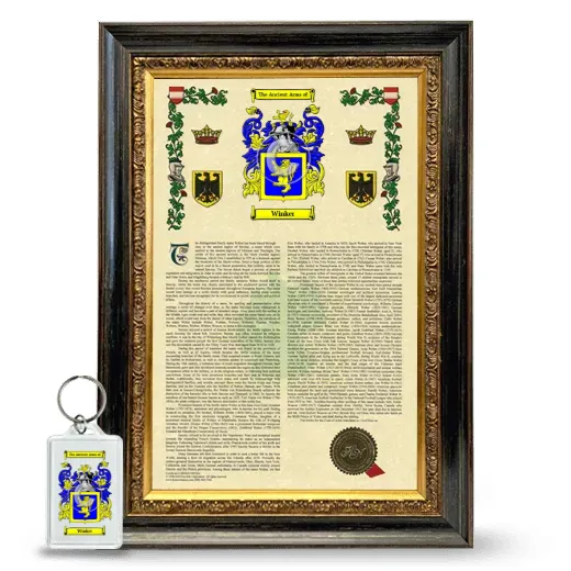 Winker Framed Armorial History and Keychain - Heirloom