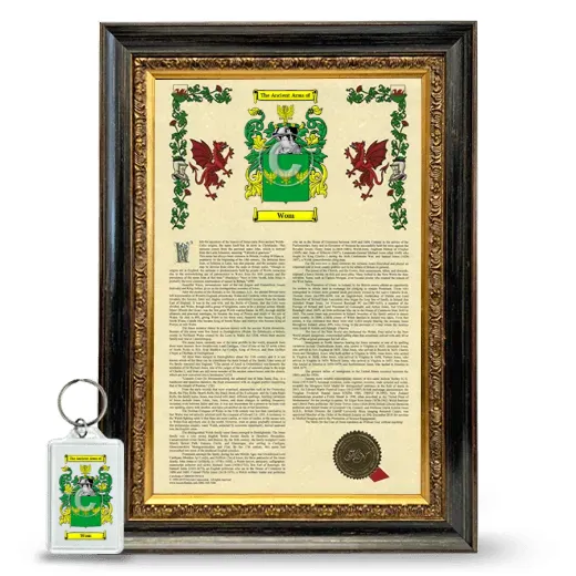 Wom Framed Armorial History and Keychain - Heirloom