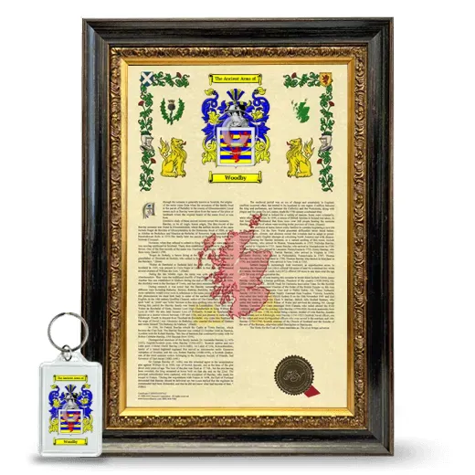 Woodby Framed Armorial History and Keychain - Heirloom
