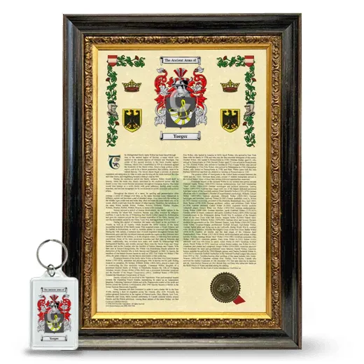 Yaeger Framed Armorial History and Keychain - Heirloom