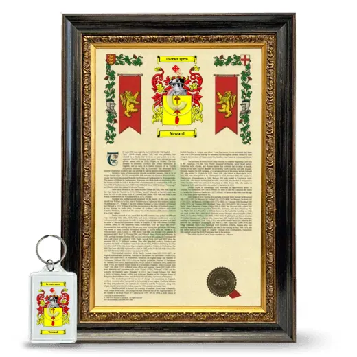 Yeward Framed Armorial History and Keychain - Heirloom