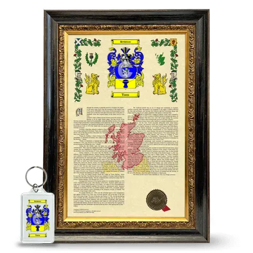 Yuen Framed Armorial History and Keychain - Heirloom