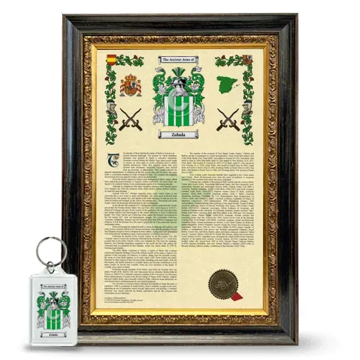Zabala Framed Armorial History and Keychain - Heirloom