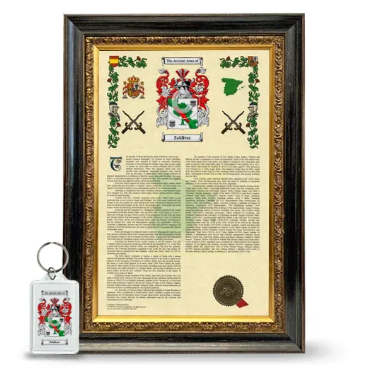 Zaldivar Framed Armorial History and Keychain - Heirloom