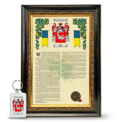 Zales Framed Armorial History and Keychain - Heirloom