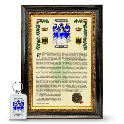 Zander Framed Armorial History and Keychain - Heirloom