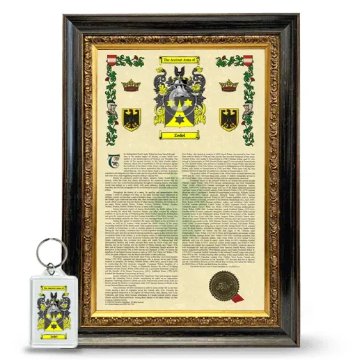 Zedel Framed Armorial History and Keychain - Heirloom