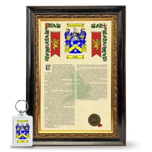 Zelley Framed Armorial History and Keychain - Heirloom