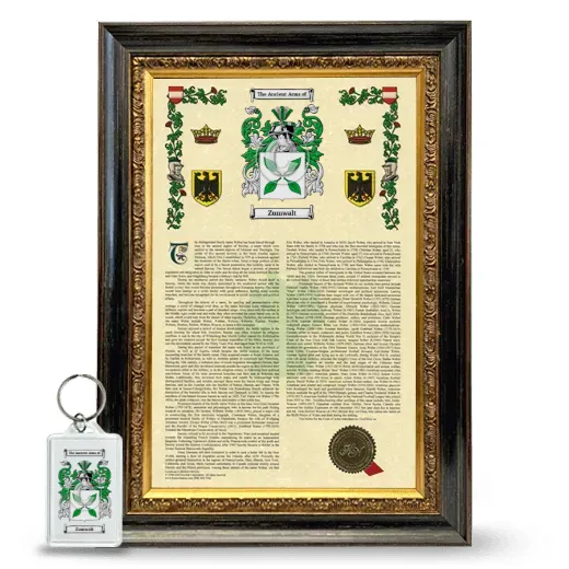 Zumwalt Framed Armorial History and Keychain - Heirloom
