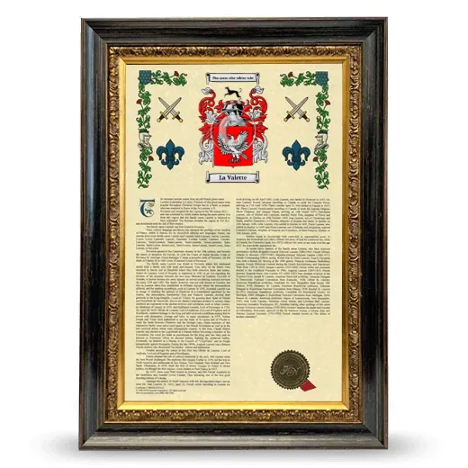 La Valette Armorial History Framed - Heirloom