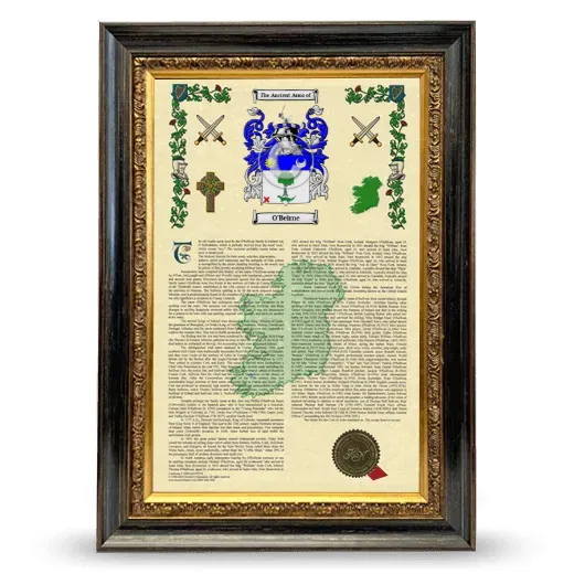 O'Beirne Armorial History Framed - Heirloom