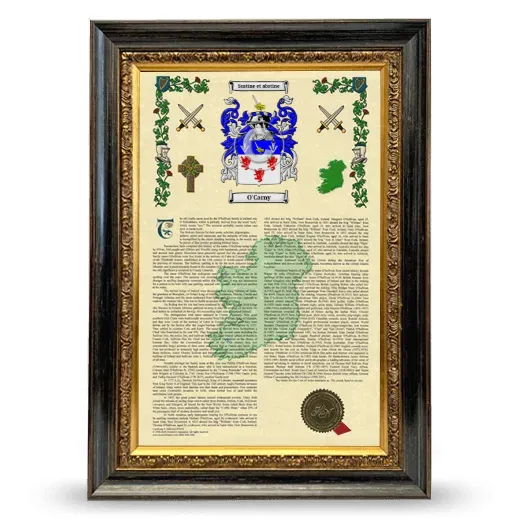 O'Carny Armorial History Framed - Heirloom