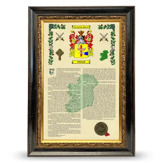 O'Donall Armorial History Framed - Heirloom